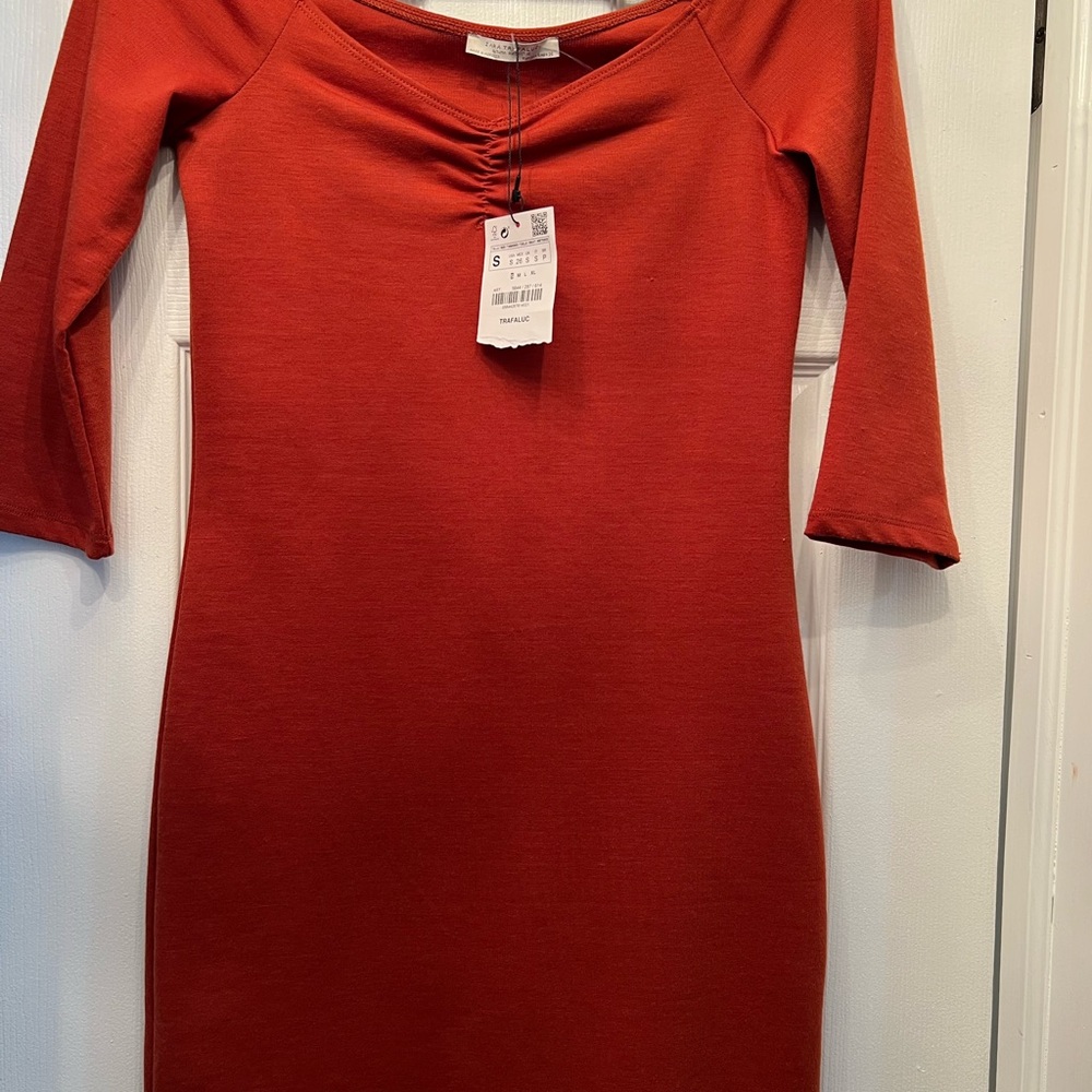 Zara Long Sleeve Red Dress
